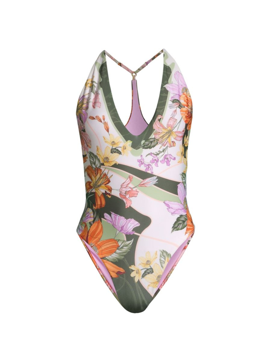 Aloe Vitreo Floral Racerback One-Piece Swimsuit | Saks Fifth Avenue