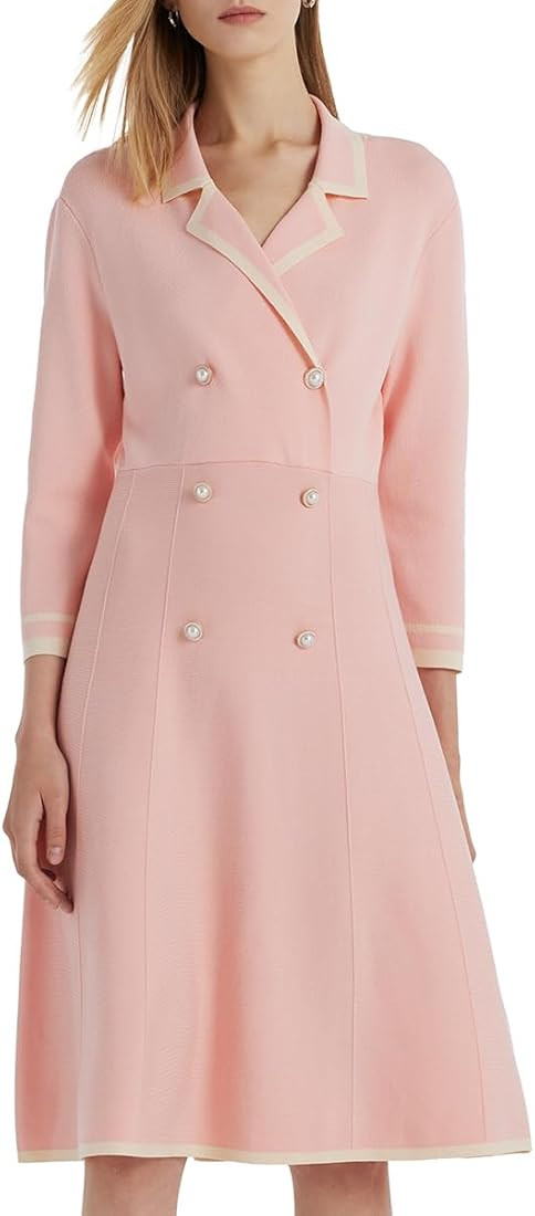 Mini Sweater Dress for Women, Button up 3/4 Sleeve Knit Dresses for Teacher Work Business | Amazon (US)