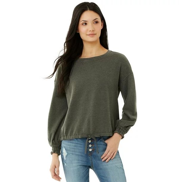 Scoop Women’s Round Neck Sweatshirt with Drawstring Waist | Walmart (US)