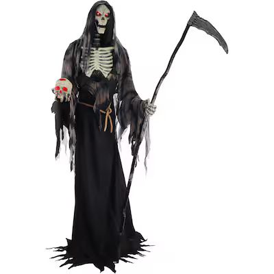 Haunted Hill Farm 7-ft Lighted Animatronic Khronos, the Rotting Reaper | Lowe's