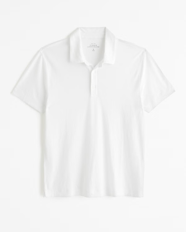 Men's Summer Linen-Blend 3-Button Polo | Men's Tops | Abercrombie.com | Abercrombie & Fitch (US)