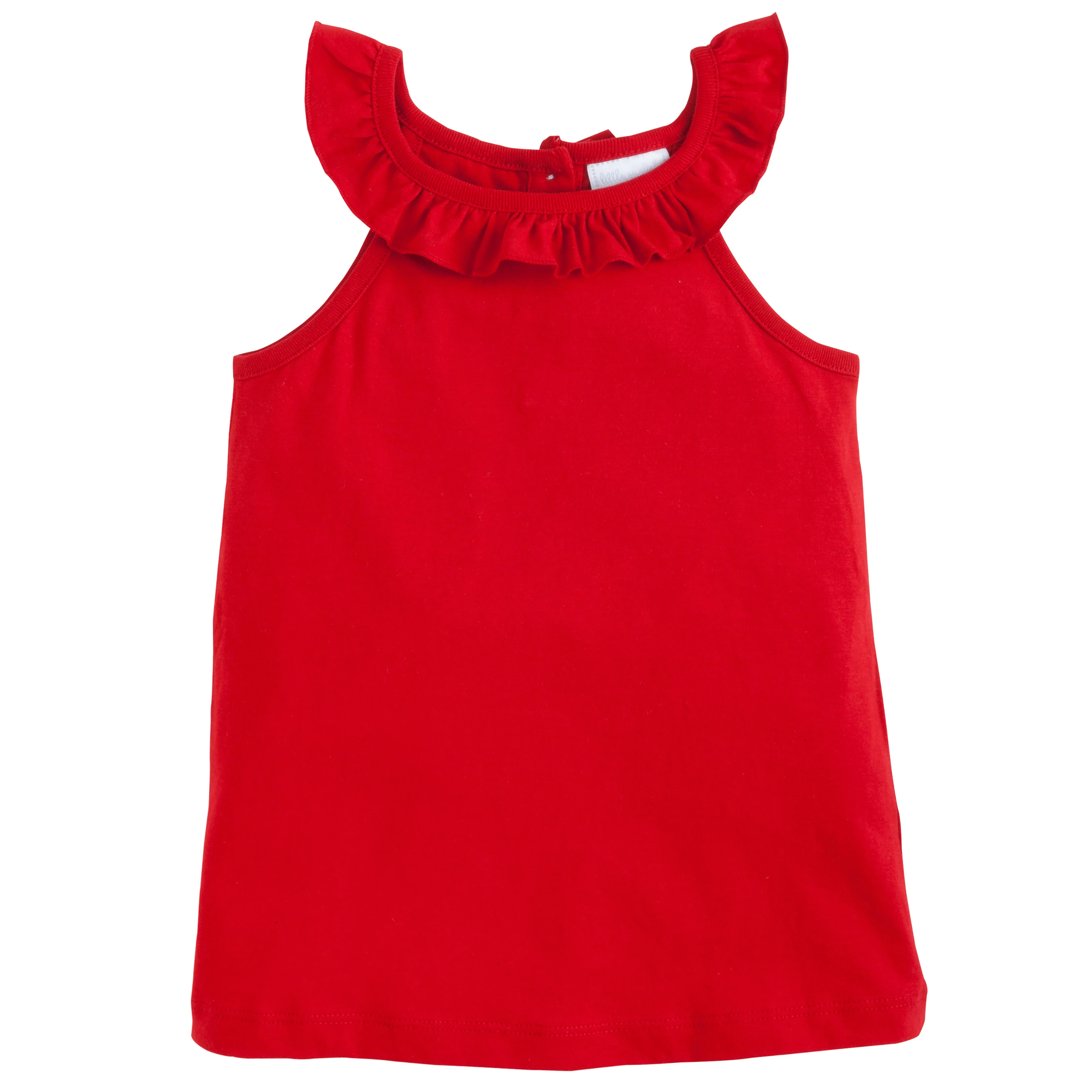 Little Girl Ruffle Top - Kids Red Tank Top | Little English