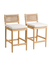 Set Of 2 Grid Woven Rope Counter Stools With Upholstered Seat | Chairs & Seating | Marshalls | Marshalls