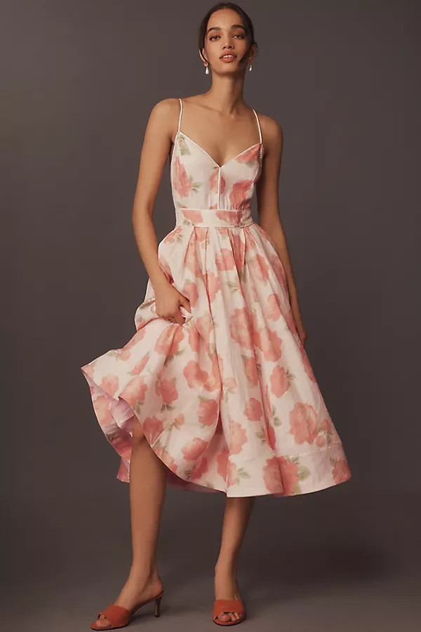 Sophie Linen Fit & Flare Midi Dress | Anthropologie (US)