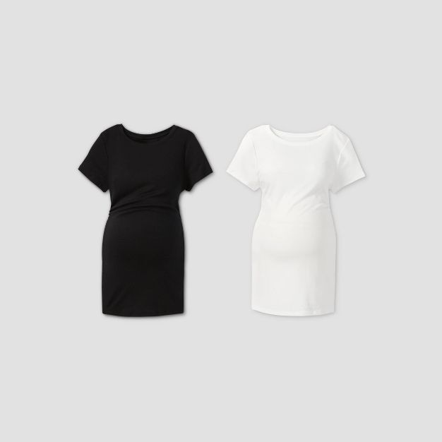 Short Sleeve Non-Shirred 2pk Bundle Maternity T-Shirt - Isabel Maternity by Ingrid & Isabel™ | Target