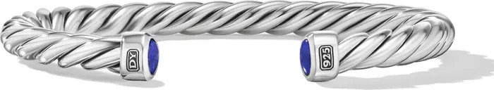 Men's Cable Cuff Bracelet in Sterling Silver with Semiprecious Stone, 6mm | Nordstrom