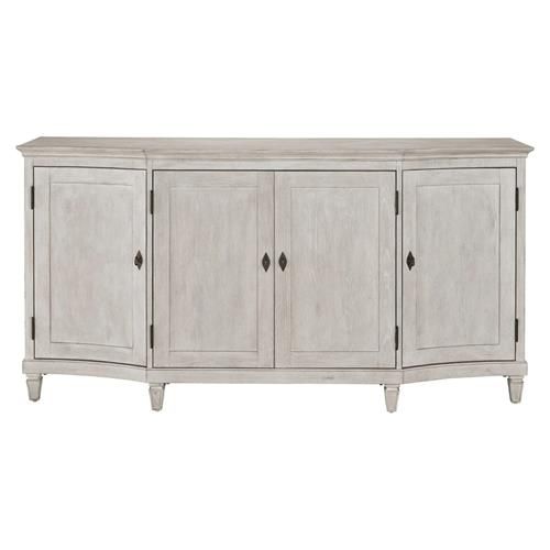 Laurice French Country White Wood 4 Door Rectangular Credenza | Kathy Kuo Home