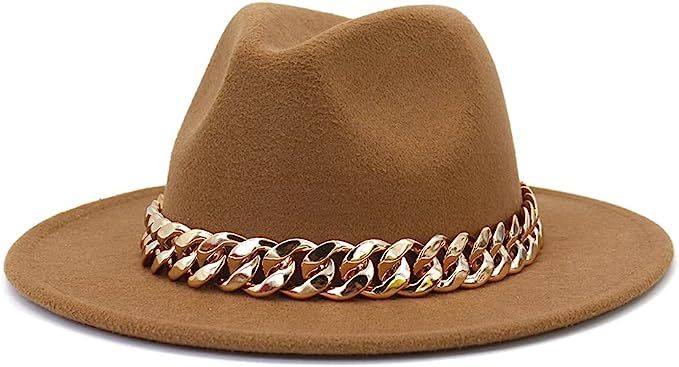 HUDANHUWEI Fedora Hats for Women Wide Brim Fashionable Women's Fedoras Dress Hat | Amazon (US)