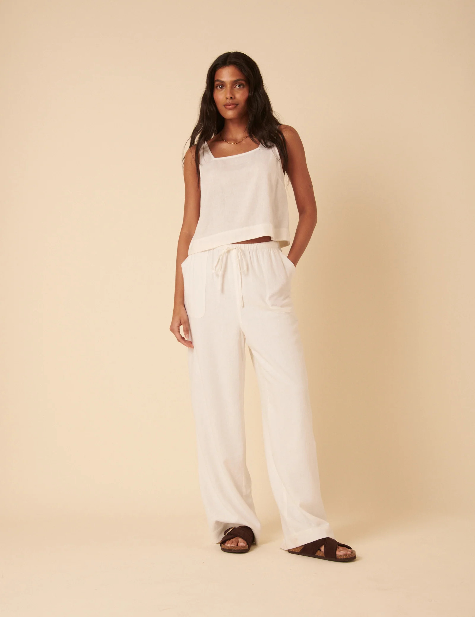 White Linen-blend Shona Trousers | Nobody's Child