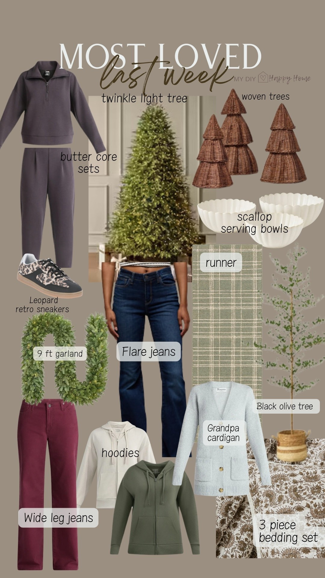 This past weeks most loved and best sellers:

•scuba knit jogger sets
•Viral twinkle light tree
•Woven trees (3 sizes)
•Scallop nesting bowls, set of 3
•flare leg jeans (inseams)
•9 ft garland 
•runner
•black olive tree
•leopard sneakers 
•wide leg  maroon Pants
•classic hoodies 
•grandpa cardigan 
•bedding set (reminds me of magnolia for a fraction of the price 

#LTKSeasonal #LTKMidsize #LTKHome