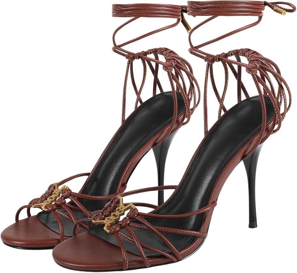 Women Strappy Lace Up High Heels Sandals Stiletto Heel Open Toe Wrap Around Tie Up Sexy Cute High Heels Party Daily Shoes | Amazon (US)