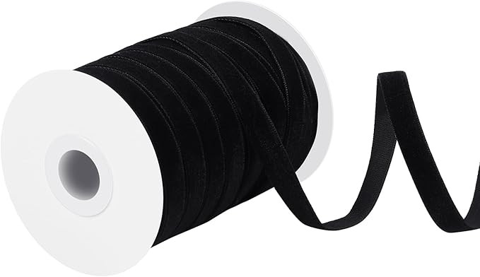 Black Velvet Ribbon 30 Yards 3/8 Inch Velvet Fabric Vintage Thin Velvet Ribbon for Choker Hair Bo... | Amazon (US)