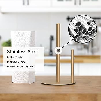 Paper Towel Holder Gold, Premium Stainless Steel Kitchen Roll Dispenser, Countertop Roll Organize... | Amazon (US)
