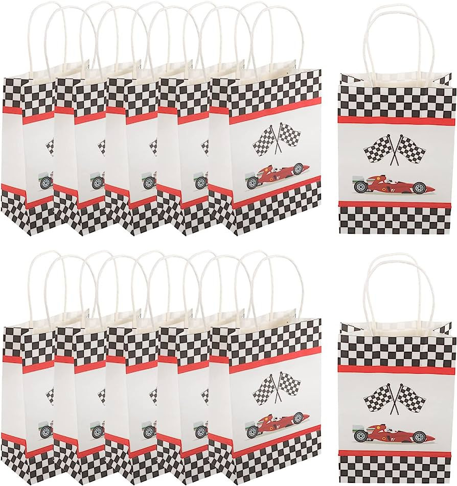 LALAFINA 12pcs Race Car Party Gifts Bags Racing Candy Treats Bags with Handle Present Wrapping Ba... | Amazon (UK)