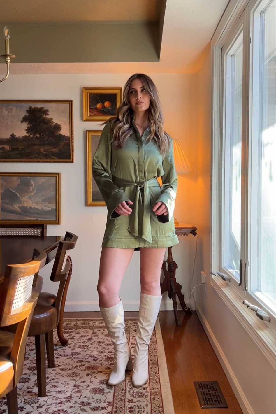 Green silk dress perfect for holidays or year round. Wearing a small

#LTKSeasonal #LTKGiftGuide #LTKHoliday