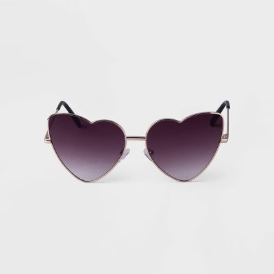 Women's Metal Heart Sunglasses - A New Day™ Black | Target