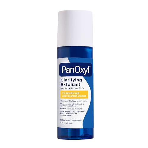 PanOxyl Clarifying Exfoliant with 2% Salicylic Acid, BHA Liquid Exfoliant for Face, Unclogs, Minimizes Appearance of Pores, Blue Algae and Antioxidants Help Calm Redness, For Acne Prone Skin, 4 fl oz | Amazon (US)