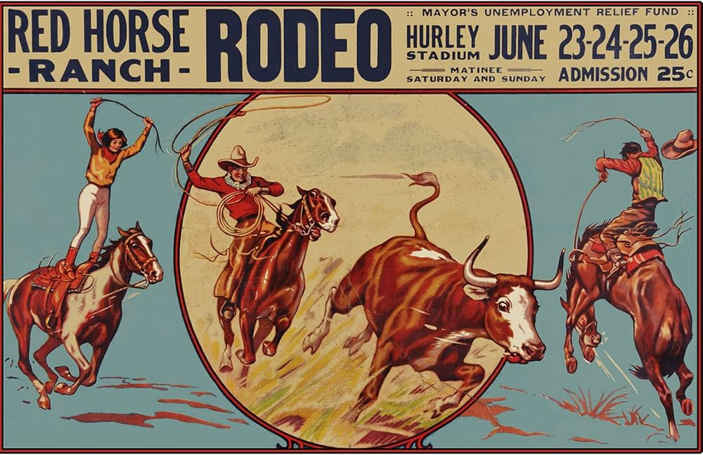 Dreacoss Rustic Retro Metal Tin Sign - Vintage Rodeo Metal Poster Plaque Red Horse Ranch Novelty ... | Amazon (US)