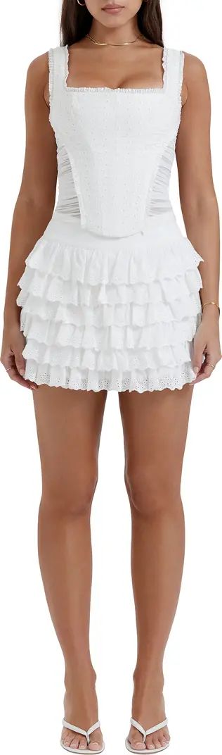 Fifi Ruffle Eyelet Cotton Blend Miniskirt | Nordstrom