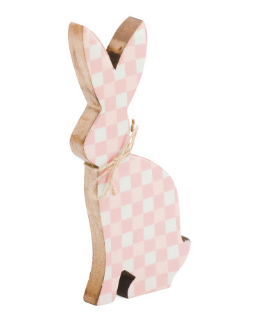 Checkered Wooden And Enamel Bunny Decor | TJ Maxx