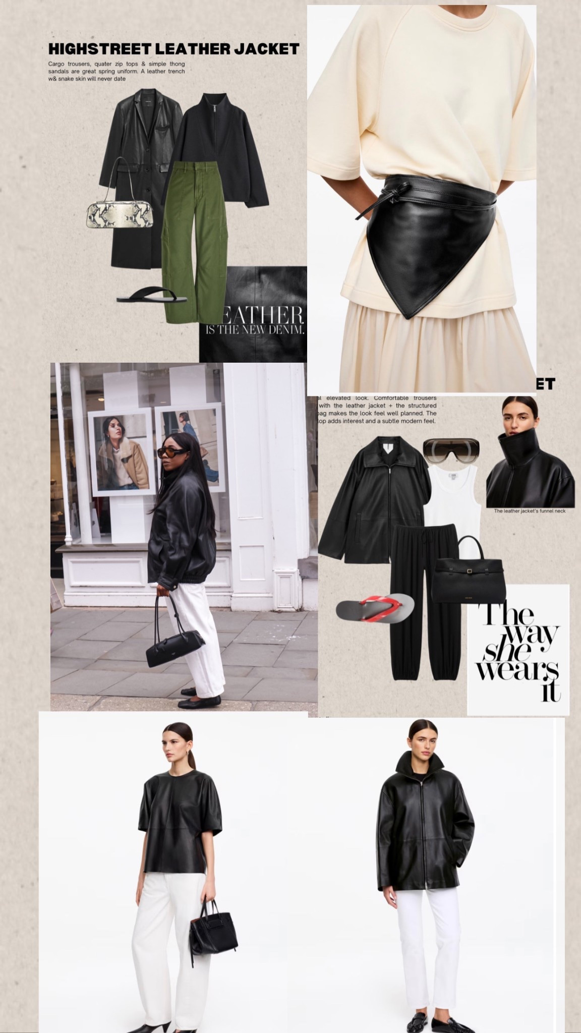 Leather for Spring + notes 📝 1-16 inspo & shopping edits 🖤 part 2 

📌 My Pinterest board has many leather looks pinned, it’s a fail safe piece I wear all year around! The leather is always the main outfit attraction and the rest of the outfit falls so effortlessly around it.

I have loved wearing leather since I was young & I used to think that it was for the cool girls and guys, but nowadays everyone wears it! It’s no longer seen as a ‘cool, edgy’ wardrobe piece but now an easy, effortless essential. 

Leather stays in my wardrobe all year around & I mainly love to wear my leather with denim & some kind of flip flop or sandal. I love butter soft leather, that’s well structured but cosy at the same time.

I have included some really great high-street leather jacket options too! I have styled the looks for everyday, but the leather can just as easily be chucked over your fav satin midi skirt or shorts or teamed with a great casual dress. Mix fabrics and wear your leather with suede, linen and wool. Trust me, take your good leather and chuck it over any outfit, sometimes it’s the finishing touch your outfit needs.

Woman fashion 
Woman style 

#LTKuk #LTKspring #LTKspringtrends