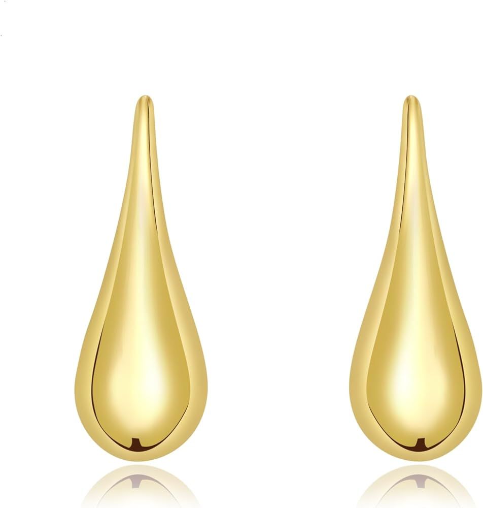 Teardrop Earrings - Waterdrop Earrings Gold Dangle Earrings for Women Chunky Gold Earrings | Amazon (US)