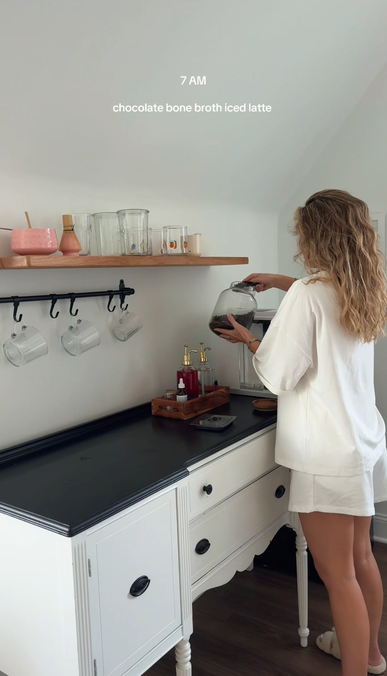 my coffee bar! the hutch is from facebook market place & we painted it! lots of similar ones on wayfair 

 