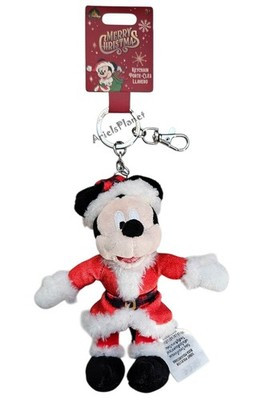 2025 Disney Parks merry Christmas Santa Mickey Mouse Bag Charm Keychain Plush | eBay US