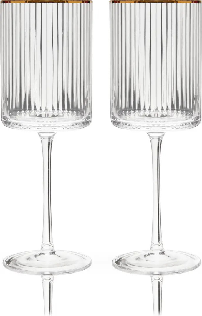Meridian Crystal Gold Rimmed Wine Glasses Set of 2 | Nordstrom