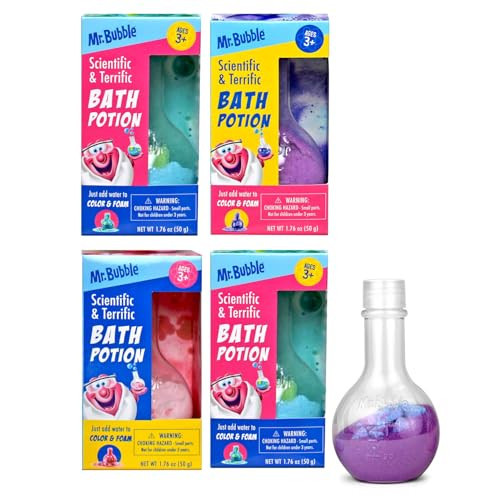 Mr. Bubble Kids Original Bath Bomb Potions - Colorful Fizzy Fun - Cool Foam and Bubble Science Beaker Bath Toys (Pack of 4) | Amazon (US)