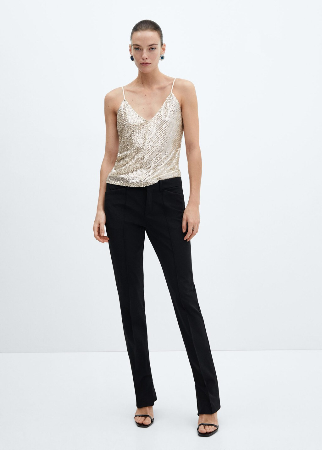 Sequined strap top -  Women | Mango USA | MANGO (US)