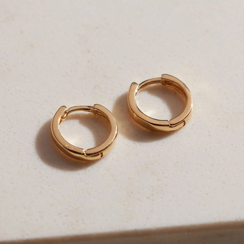 Gold Waterproof Essential Huggie Earrings | Nickel and Suede