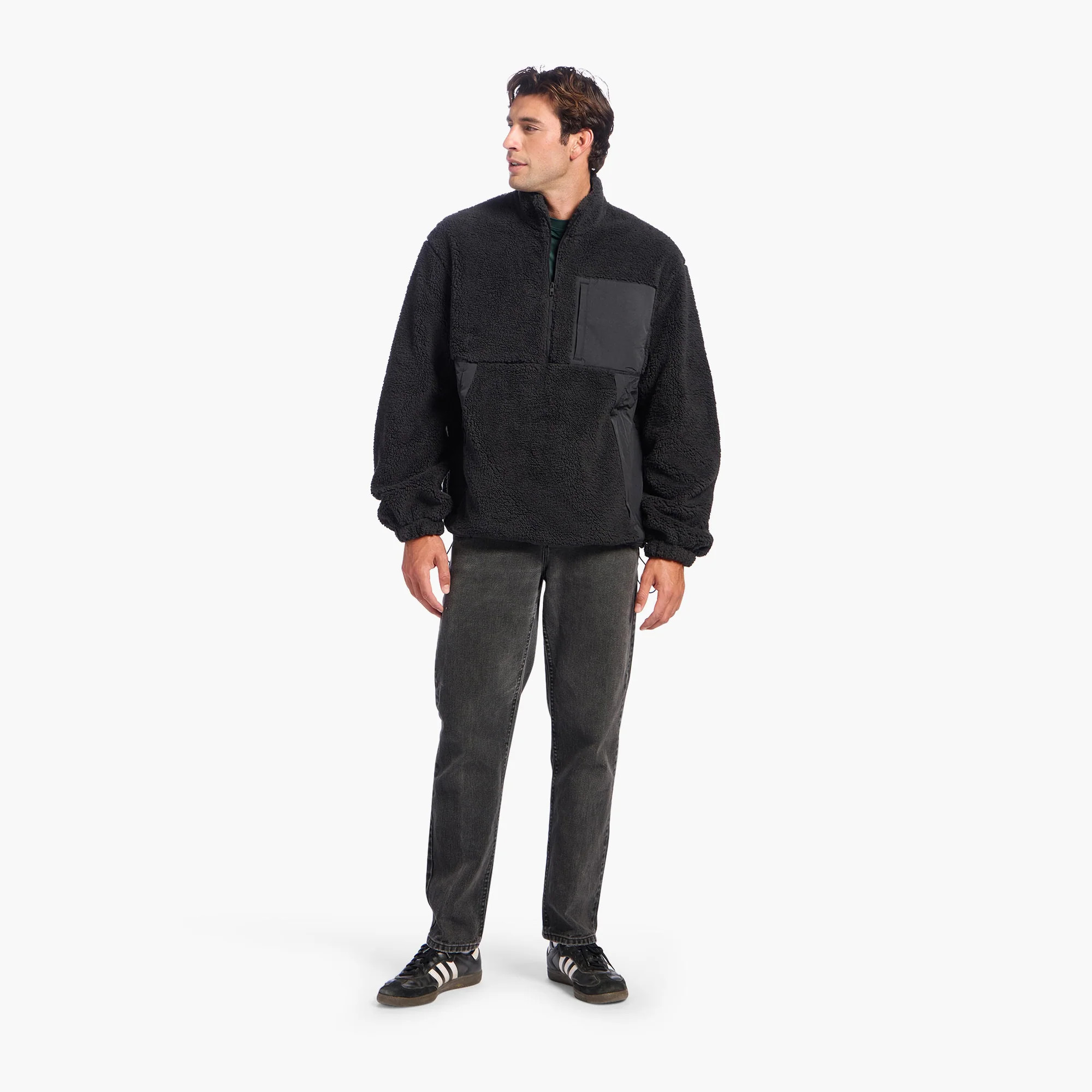 Men's Summit Sherpa Pullover | Black | Nuuds US