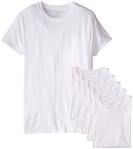 Fruit of the Loom Men's 6-Pack Stay Tucked Crew T-Shirt,White,Large | Amazon (US)