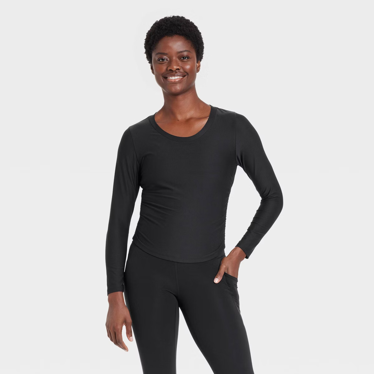 Women's Ribbed Side-Cinch Long Sleeve Top - All In Motion™ | Target