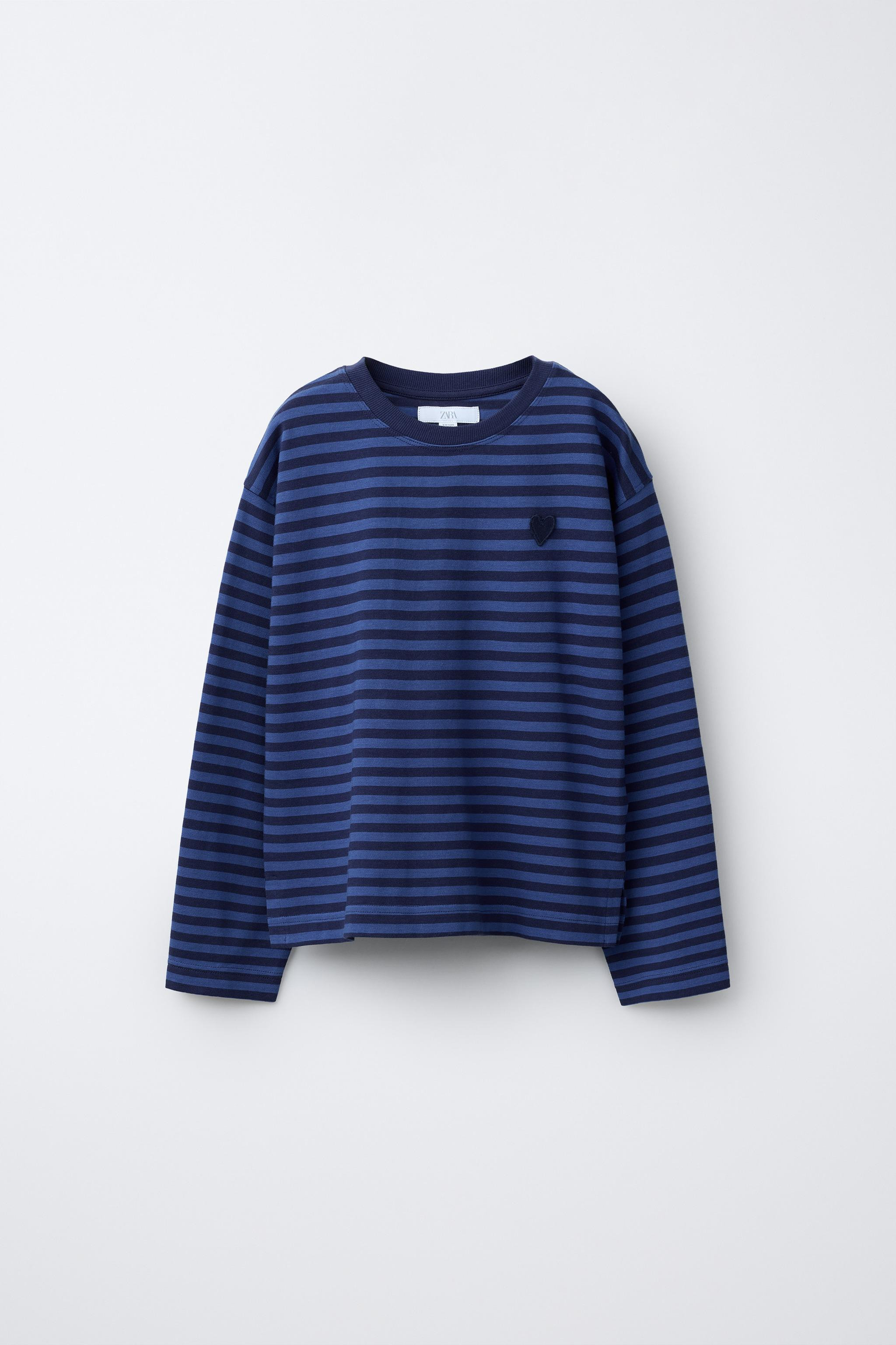 STRIPED EMBROIDERED HEART T-SHIRT | Zara US