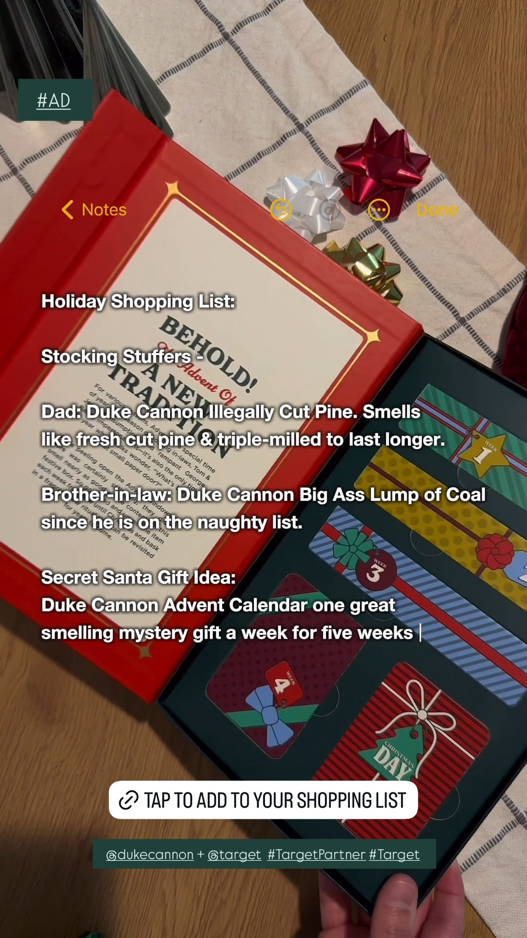 #AD Looking for Christmas gifts under $20? Whether they’ve been naughty or nice, these 3 @dukecannon picks just make scents 😉

The Illegally Cut Pine Puck & Big Ass Lump of Coal soap make perfect stocking stuffers and if they’ve been extra nice, the Advent Calendar provides 5 weeks of mystery scents 🔥

Shop my LTK link here: or visit your local @target #TargetPartner #Target @Shop.LTK #liketkit #Giftsforhim 

#LTKMens #LTKGiftGuide #LTKSeasonal