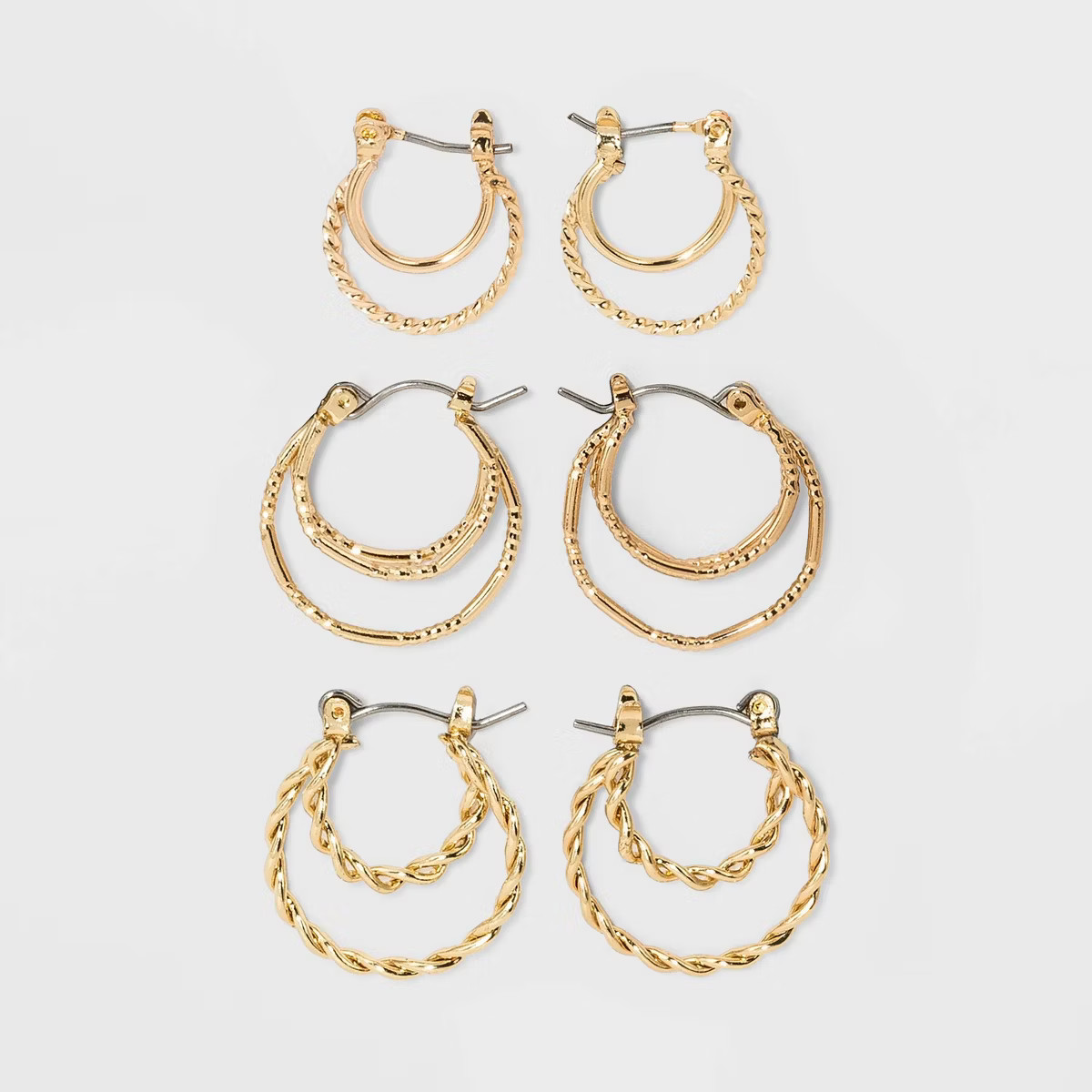 Click Top Faux Duo Hoop Earring Set 3pc - Wild Fable™ | Target