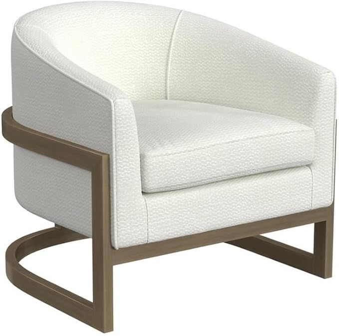 Bassett Mirror Neve Metal & Fabric Accent Chair in Gold/Ivory White | Amazon (US)