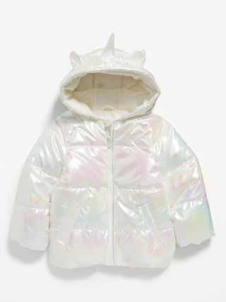Water-Resistant Hooded Unicorn Puffer Jacket for Toddler Girls | Old Navy (US)