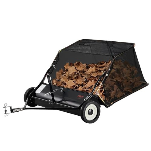 VEVOR Tow Behind Lawn Sweeper 42-inch, 12 cu.ft. Large Pull Behind Lawn Sweeper, Heavy Duty Leaf & Grass Collector with Dumping Rope, Adjustable Sweeping Height for Picking Up Debris & Grass | Amazon (US)