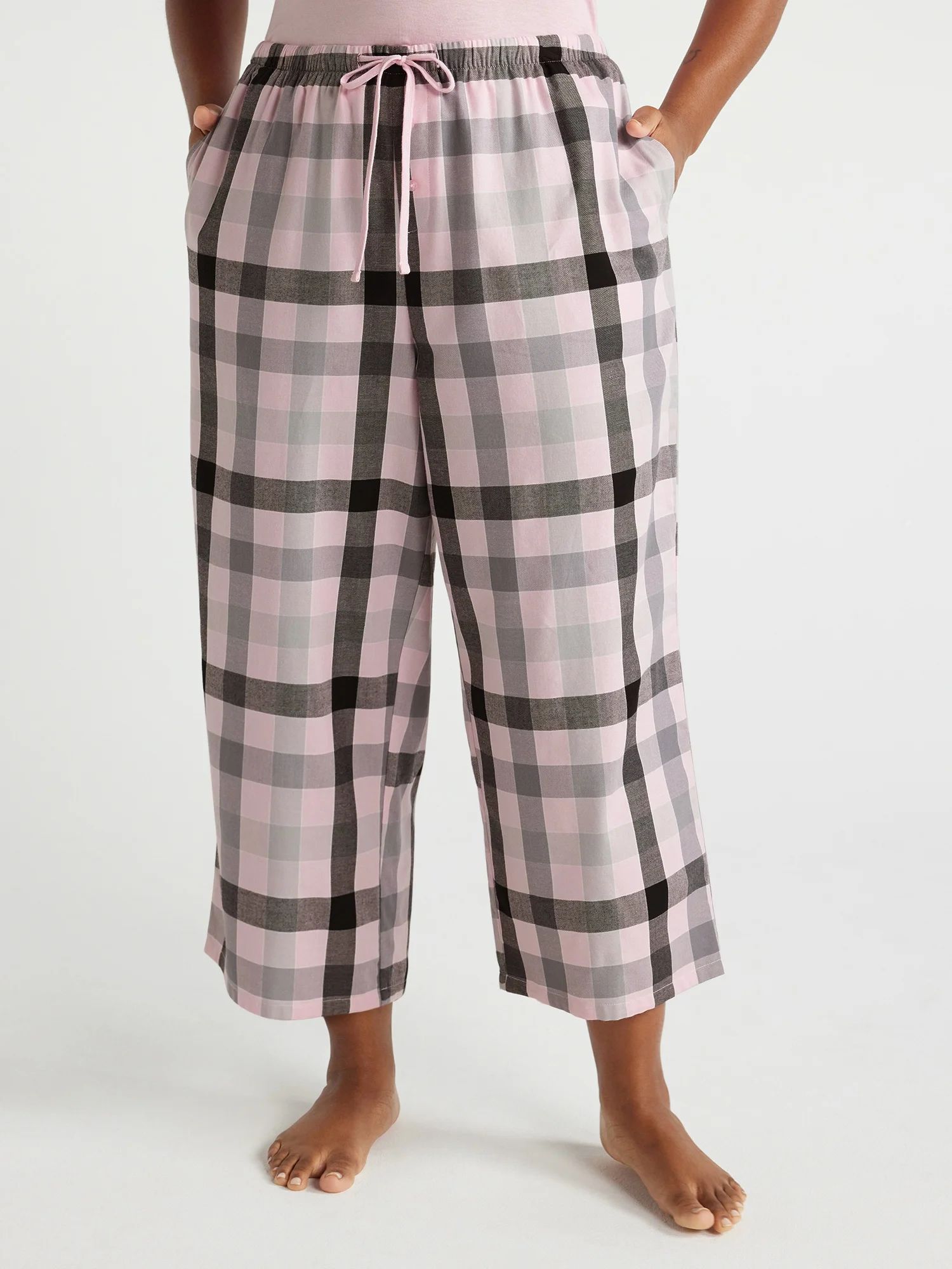 Joyspun Women's Cropped Woven Pajama Pants, Sizes XS to 3X | Walmart (US)