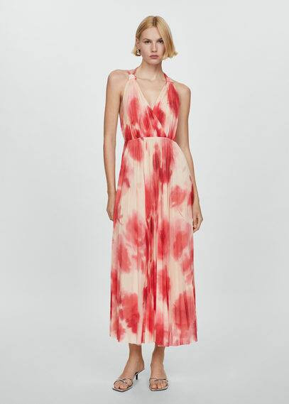 Printed pleated dress -  Women | Mango United Kingdom | MANGO (UK)