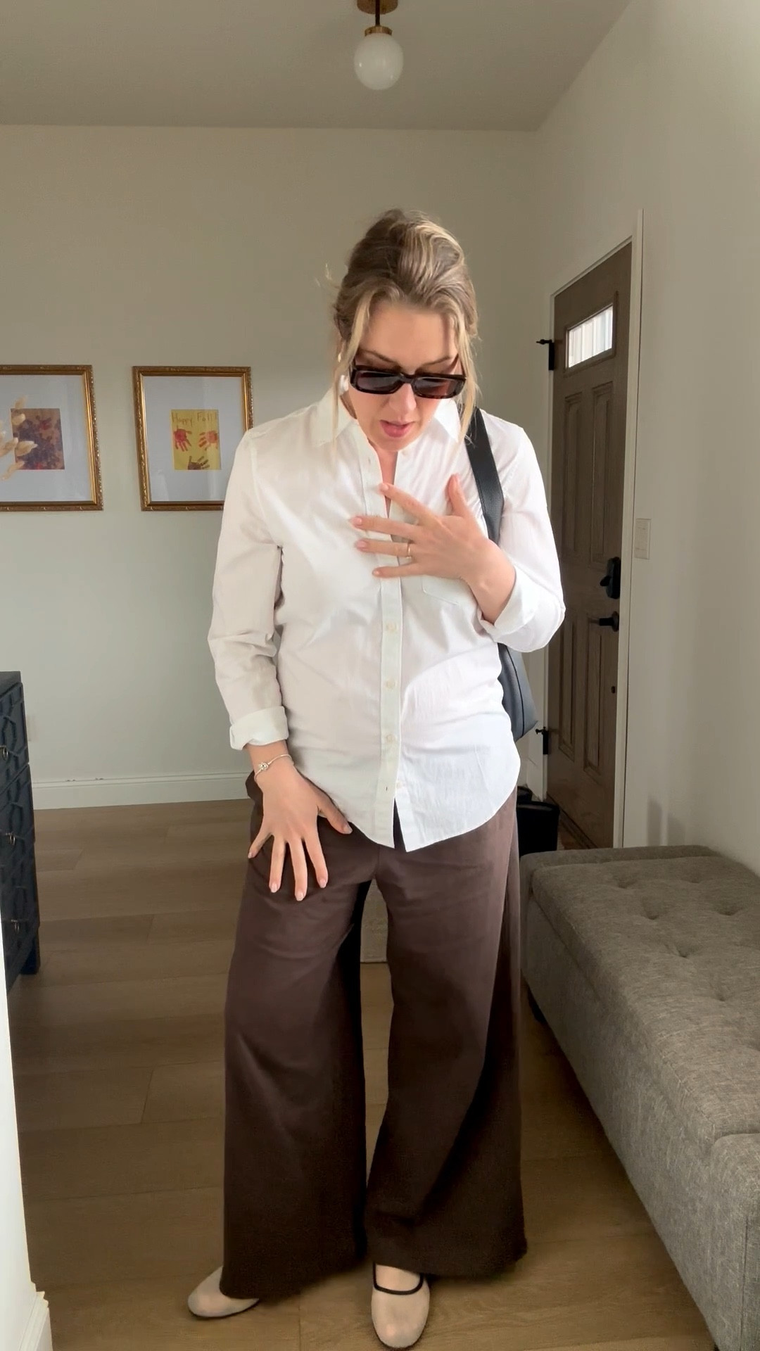 In my second trimester, so clothes fit weird. Comfy pants that I can dress up or down are where it’s at. I sized up on the pants. Shirt is true to size and both are 100% cotton.

#LTKootd #LTKMidsize #LTKWorkwear