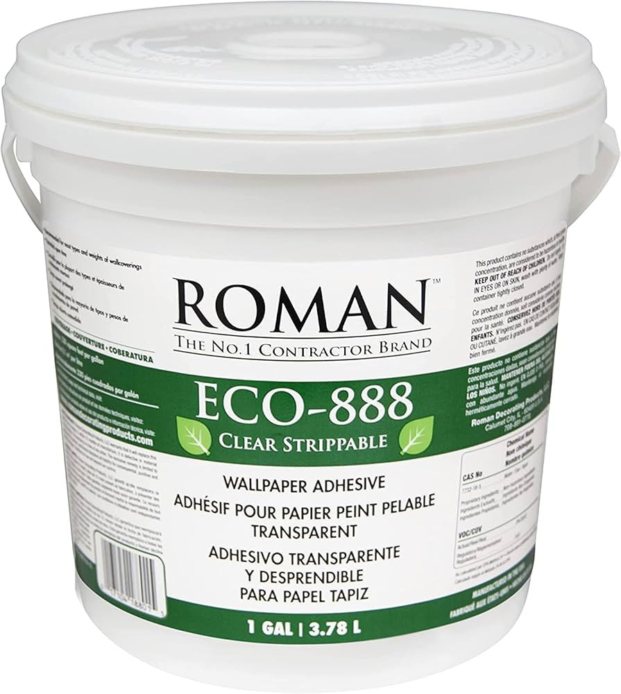 ROMAN’s ECO-888 Clear, Strippable, Wallpaper Adhesive, Easy Installation Glue/Paste, Clear, Zer... | Amazon (US)