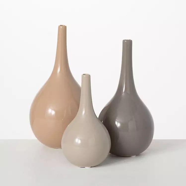 Glossy Earth Tone 3-pc. Decorative Vase Set | Kirkland's Home