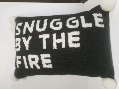Martha Stewart "Snuggle By The Fire" 14" x 20" Decorative Pillow Pom Poms- Black | eBay US
