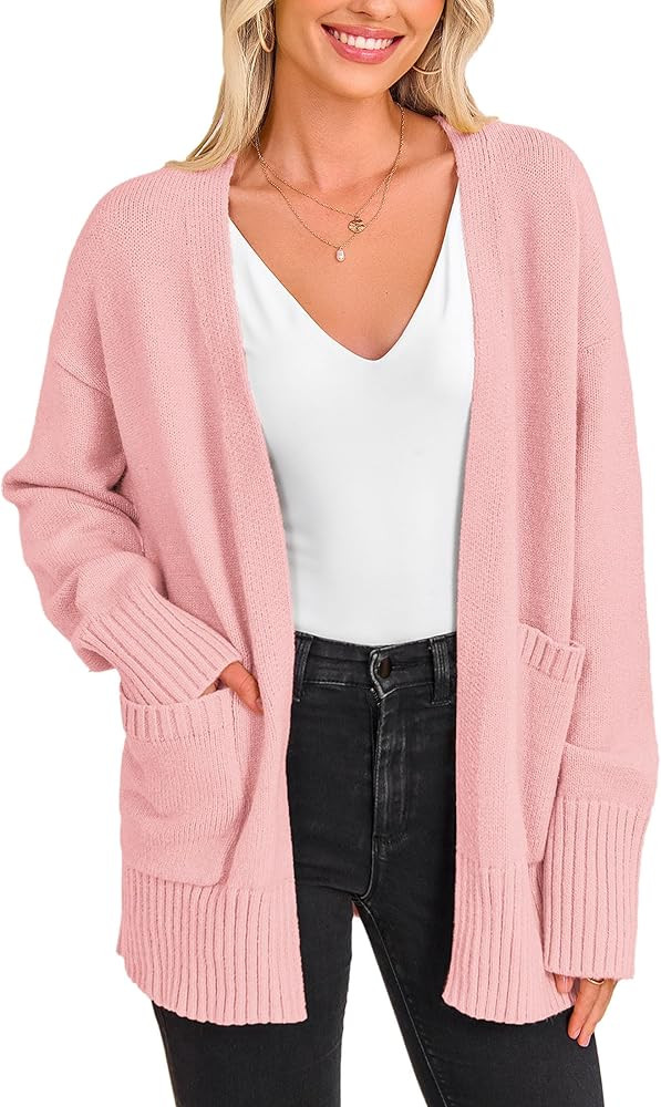 PRETTYGARDEN Women's 2024 Fall Fashion Knit Cardigan Sweaters Long Sleeve V Neck Open Front Winte... | Amazon (US)