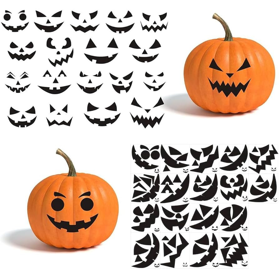 Gustum Pumpkin Decorating Stickers Kits Props Etching Pumpkin Template 18 Sheets Make Your Own Ja... | Amazon (US)