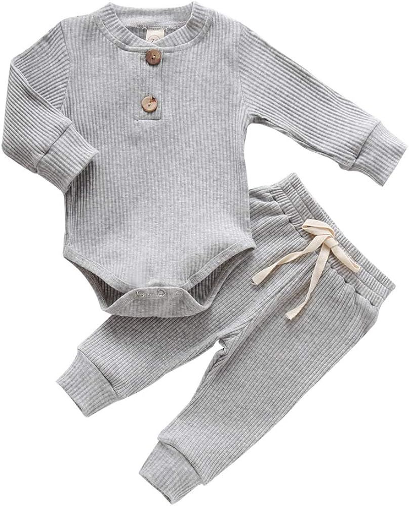 Toddler Baby Clothes Girls Boys Sweatsuit Outfits Unisex Clothes Pants Set Solid Color Tops | Amazon (US)